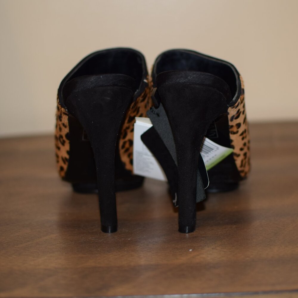MANGO Animal Print Leather Hair On Cheetah Peep Toe Heels Date Night Classy - 6 - Picture 6 of 12